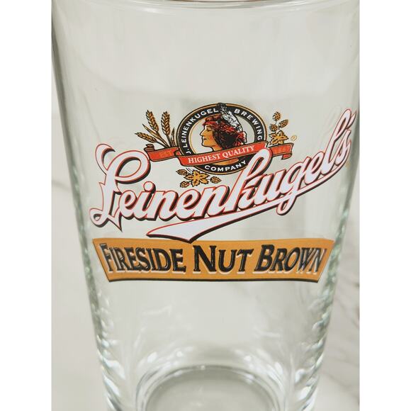 Leinenkugel's Fireside Nut Brown Pint Beer Clear Glass 16oz Drinkware 5 3/4" - Picture 2 of 10